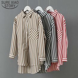 Spring Autumn Loose Long Sleeve Stripe Women Shirts Korean Button Women Blouses Office Lady Regular Womens Tops 6652 50 210527