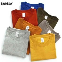 BOLUBAO Fashion Brand Men Solid Colour T Shirt Men's 100% Cotton Short Sleeves T-shirt Male Skateboard Tee Shirt Tops 210324