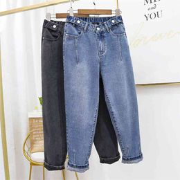 Boyfriend Jeans For Women Denim Harem Pants Stretch Large Size High Waist Jeans Female Streetwear Slim Mom Jeans Trousers Q1950 210322