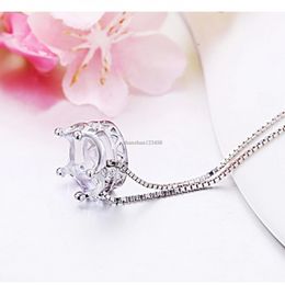 Women Necklace Stereoscopic Crown Pendant Necklaces Box Chains Girls Fashion Jewelry Birthday wedding Gift Will and Sandy