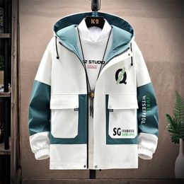 Men's Windbreaker Jackets Youth Korea Fashion Print Casual Coat Male Clothing Spring Autumn Men Drop 211110