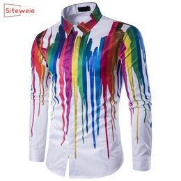 Siteweie Mens Button Up Рубашка с длинным рукавом Slim Fit Мужчины Роскошная Рубашка Уличная Одежда Социальные Платья Рубашки Мужская Мода Camisa G426 210322