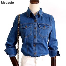 Descuento Camisa De Jean Manga Larga Mujer 2022 en venta en DHgate.com