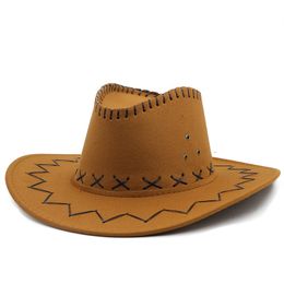 Batı Kovboy Şapka Kadın Erkek Şapkalar Kadın Adam Panama Kap Kadın Erkek Halat Caz Şapka Moda Basit Rüzgar Geçirmez Kapaklar Bahar Sonbahar Kış Toptan