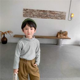 Autumn Winter kids striped turtleneck bottoming shirt children fashion tops boys long sleeve T 210615