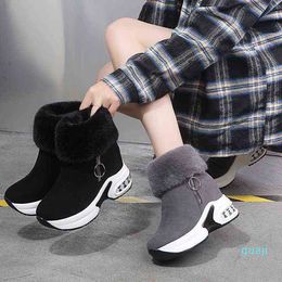 Women Ankle Boot Warm Plush Winter Shoes for Woman s High Heels Ladies Snow s Height Increasing