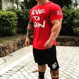 Men's Fashion T Shirt Men Tops Summer Fitness Bodybuilding Clothes Muscle Male Shirts Cotton Slim Fit Tees 210706