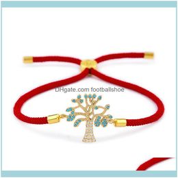 Link, Chain Bracelets Jewelrydesigners Korean Fashion Simple Female Red Rope Adjustable Zircon Bracelet Aessories Brb04 Drop Delivery 2021 W