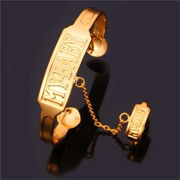 Earrings & Necklace Kpop Gold Set Bracelet Connected Ring Letter MY Baby For Love Trendy Fashion Jewellery Brand Women Gift HR200