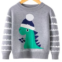 2-7Y Dinosaur Winter Baby Girls Boys Sweaters Woolly Jumper Coat Kids Knitting Pullovers Long Sleeve Knitwear Children Clothes Y1024