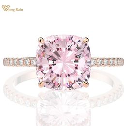 Wong Rain 100% 925 Sterling Silver Created Sapphire Gemstone Wedding Engagement Rose Gold Ring Fine Jewelry Wholesale 211217