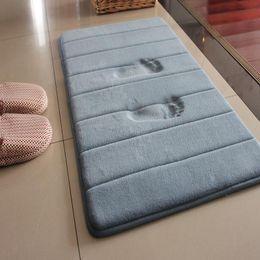 Carpets Velvet Fabric Memory Foam Bath Mats Bathroom Stripes Rug Non-slipToilet Floor Carpet Mat Kitchen Rugs Bedroom