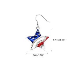 Usa Flag Necklace + Dangle Earrings American Flag Pendant Jewellery Gift for Women Girls Q0709