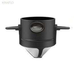 2021 New reusable foldable coffee Philtre double layer hanging ear stainless steel portable dripping tea Holder