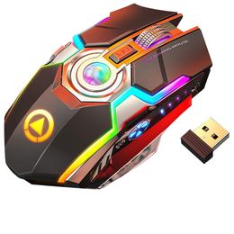 Wireless Rechargeable Gaming Mouse Silent Ergonomic 7 Keys RGB Backlit 1600 DPI mouse Laptop Computer Pro Gamer