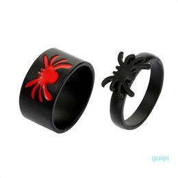 Cluster Rings Gothic Trendy Black Spider For Women Men Lover Couple Set Individuality Creativity Friendship 2021 Jewellery
