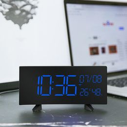 Other Clocks & Accessories Curved Screen Clock Desktop Simpleperpetual Calendar Led Large Display Temperature And Humidity Electronic Alarm