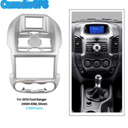 Silver 2Din Car Radio Fascia for 2011 2012 2013 Ford Ranger High-end DVD Frame Panel Audio Player Dash Installation Kit