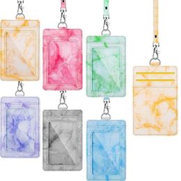lanyards for id UK - Card Holders Women And Men Pouch Marble Pattern ID Cards Holder Wallet Case Badge Neck Lanyard