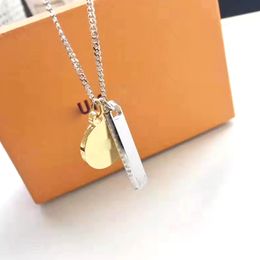 Unisex Luxury brand woman dogtag Pendant engraved designer Stainless Steel Double Lucky Lock Shell Letter Ring Necklace Men number Jewelry Wholesale Gift