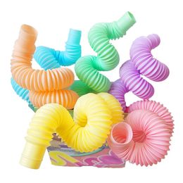 Fidget Toys Colourful Pop Tubes Coil Games 6 Colours Magical Toy Circle Funny Folding Fine Kit Novelty Kids Gift 4.6*20CM