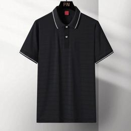Summer Casual Polo Shirt For Men Stripe Short Sleeve Turn Down Collar Slim Fit Man Tee Top Plus Size 5XL