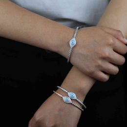 Turkish Evil Eye Charm Bracelets For Women Fatima Lucky Cubic Zircon tennis chain Bangle wedding Jewellery whoelslae