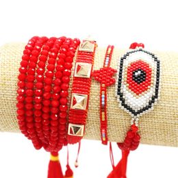 GRAPES Turkish Evil Eye Miyuki LOVE Heart Bracelet For Women Boho Tassel Jewelry Pulseras Mujer Handmade Design Gifts