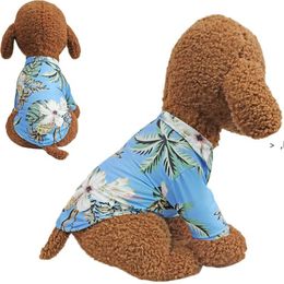 Hawaii-Stil bedruckte Hundebekleidung Hundekleidung Katze Französische Bulldogge Bichon Hiromi Teddy Haustier Sommer T-Shirt Kleidung Welpe Kurzarm RRF11858