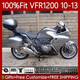 Injection Fairings For HONDA VFR1200F Crosstourer VFR 1200 RR CC Gloss Silver F X VFR1200 10 11 12 13 76No.73 VFR1200RR VFR-1200 2010 2011 2012 2013 VFR1200X 10-13 Body