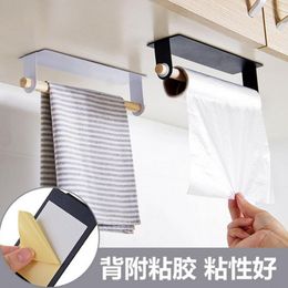 Towel Racks Metal Wall Hanging Holder Bathroom Wooden Rack Paper Roll Plastic Film Storage Kitchen Accessories