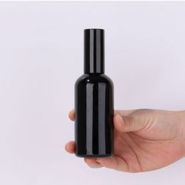 Empty Black Glass Perfume Bottle Round Shape Refillable Fragrance Atomizer Spray Bottles 5ml-100ml With Fine Mist Sprayer