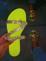 Diamond Sequins Spring Beach Flip Flop Bright Women's Sandals PVC Flat Bottom Ladies Slippers Candy Colors