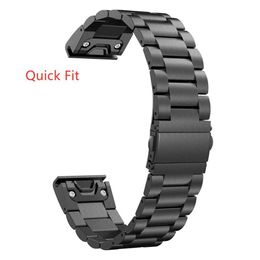 26 22 20 Mm Quick Release Easy Fit Stainless Steel Watch Wrist Band Strap for Garmin Fenix 6 6x 5 5x 5s 3hr D2 Mk1 Smart Watch H0915