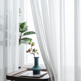 Curtain & Drapes Dust White Solid Chiffon Window Tulle Modern Nordic Curtains For Living Room Bedroom Kitchen Finished Fabric