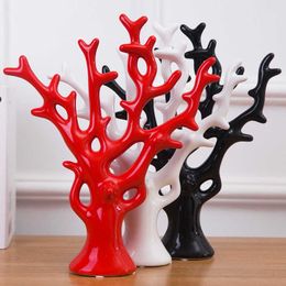 Porcelain Coral Shape Home Decor Crafts Ceramic Fortune Tree Cabinet Figurines Ornaments 5 Colours Optional