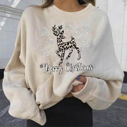 Women's Blouses & Shirts Fashion Christmas Elk Blouse Shirt Autumn Loose O-Neck Tops Female Women Long Sleeve Blusas Femininas Clothing Pull