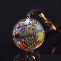 Necklaces & Pendants Hand Of Fatifa Orgonite Necklace Energy Stone Chakra Pendant Healing Reiki Yoga Meditation Jewellery Gift Drop Delivery 2