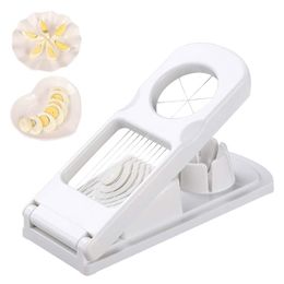 Multifunctional Egg Tools Slicer 2 in 1 Eggs Cutter Stainless Steel Fruit Slicer for Strawberries Tomatos Kiwis Dragon Fruits WH0363