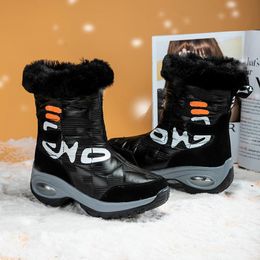 Boots Winter Snow Women Leather 2021 Fashion Autumn Warm Fur Motorcycle Non-slip Waterproof Female Platform Shoes