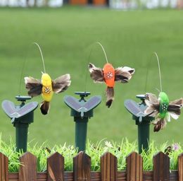 Garden Decorations Solar Power Dancing Flying Butterflies Fluttering Vibration Fly Hummingbird Flyings Birds Yard Decor Funny Toys SN2968