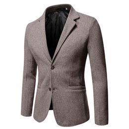 Autumn/Winter Casual Blazers Classic -Selling Small Plaid Suit Jackets High Quality Woollen Cloth Warm Suit Male Slim Fit 5Xl 211111