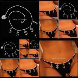 Chains Drop Delivery 2021 Dollar Symbol Diamond Waist Woman Beach Charm Bikini Belly Sexy Body Chain Jewelry Qwarf