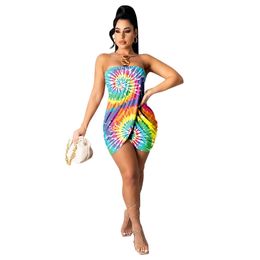 Women Dresses Free Lady Summer Recommend Style Tie Dye Party Night Club Sexy Mini Robe Sundress 210525