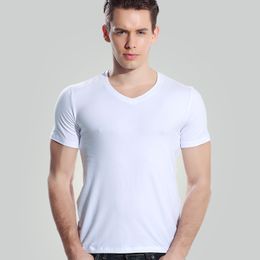 Summer New Men's T-shirt Short-sleeved Men V-neck Base Slim Fit Tops T-shirts For Male Tee Shirt Undershirt