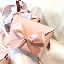 Wholesale 25pcs Pink PU Leather Candy Box Wedding Baby Shower Guests Event Party Gift Favour Bag Birthday Decoration Wrap