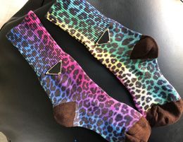 New Designer cotton stockings socks for Women Fashion Luxury Leopard Printed Triangle Sock Middle Stocking Christmas Gifts