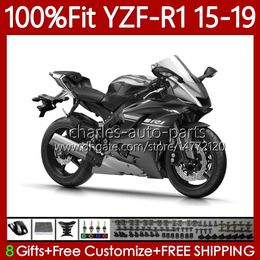 OEM Fairings For YAMAHA YZF-R1 YZF R 1 1000CC YZF1000 2015 2016 2017 2018 2019 Bodywork 104No.101 YZF R1 1000 C 15-19 YZF-1000 YZFR1 15 16 17 18 19 Injection Metallic Grey Body