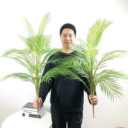 80-98cm 18 Heads Tropical Artificial Palm Tree Fake Plants Branch Tall Potted Tree Green Leaves For Home Wedding Outdoor Decor 210624