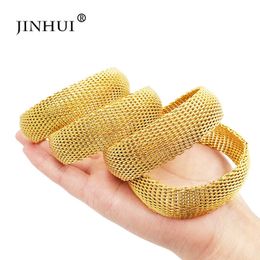 Jin Hui 2019 New Fashion Dubai Jewelry Gold Bangles for Women Wedding Luxury Bracelet France Jewelry African Arab Bride Gifts Q0719